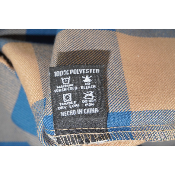 Dixxon Flannel Company Plaid Button Up Shirt Mens XLT Long Sleeve Tan Blue - Picture 9 of 9